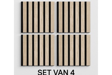 Afbeelding van Set van 4 SMALL SIZE Akoestische wandpaneel 600 * 600mm LIGHT OAK