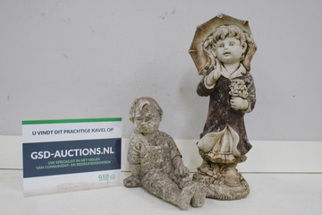 Afbeelding van Set van 2 Stenen Kindertuinbeelden'