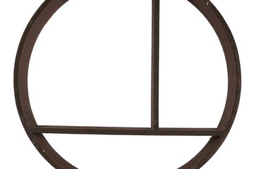 Afbeelding van Design houten wandrek rond circa 37cm donkerbruin