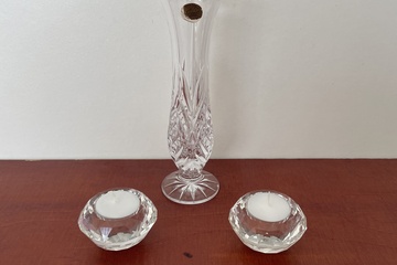 Afbeelding van Kristallen vaas en kaars houders