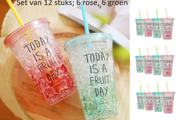 Afbeelding van 12 Stuks Drink cups today is a fruit day