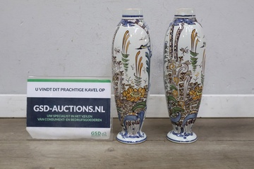 Afbeelding van Set van 2 Delftsblauwe Polychroom Vazen