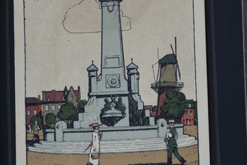 Afbeelding van Ingelijste prentbriefkaart van 'Rotterdam Monument Caland'