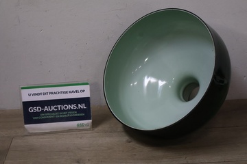 Afbeelding van Vintage Industriële Zwart-Groene Opaalglas Lampenkap