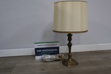 Afbeelding van Vintage Messing Tafellamp met Klassieke Kap