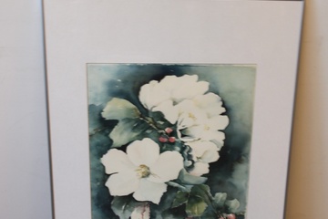 Afbeelding van Aquarel van N. vd Meyden: Appelbloesems