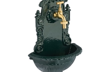 Afbeelding van Vintage metalen muurfontein met koperen kraan(187)