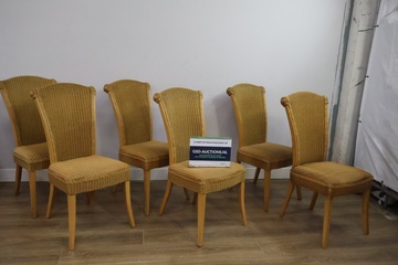 Afbeelding van Set van 6 Vintage Lloyd Loom Eetkamerstoelen