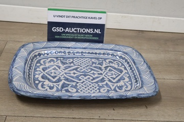 Afbeelding van Blauw/Wit Handbeschilderde Schaal