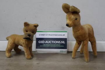 Afbeelding van Vintage pluche hond en hert