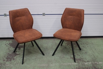 Afbeelding van Set van 2 Cognac Kleurige Eetkamerstoelen van Leen Bakker