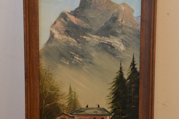 Afbeelding van Olieverfschilderij van de Matterhorn met huis