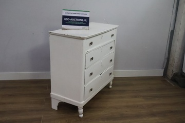 Afbeelding van Antiek Brocante Witte Ladekast met 4-Lades