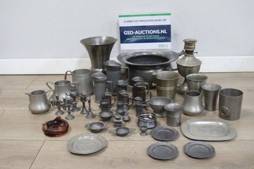 Afbeelding van Grote Mix van diverse tinnen voorwerpen