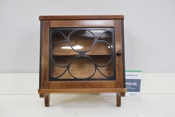 Afbeelding van Art Deco houten wandvitrinekastje