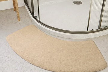 Afbeelding van Douche en badmat beige - halfrond