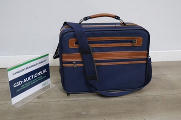 Afbeelding van Blauwe Aktetas met Bruin Leren Details
