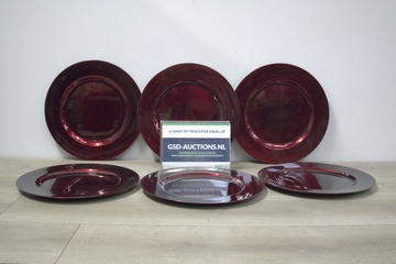 Afbeelding van Set van 6 Rood Decoratieve Borden''