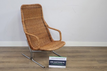 Afbeelding van Vintage Rotan Loungestoel van Dirk van Sliedregt