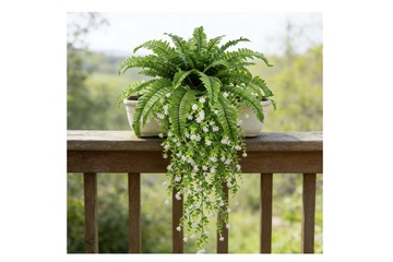 Afbeelding van Kunst hangplant - Varen met bloem
