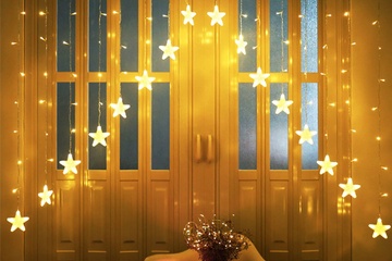 Afbeelding van Sterrengordijn piramide vorm - decoratie en kerstverlichting