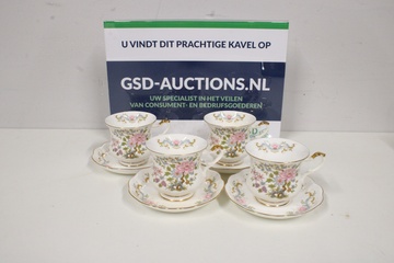 Afbeelding van 4 Paar Indian Tree Kopjes met Schoteltjes van Royal Ascot