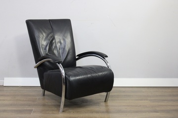 Afbeelding van Zwart Leren Molinari Fauteuil