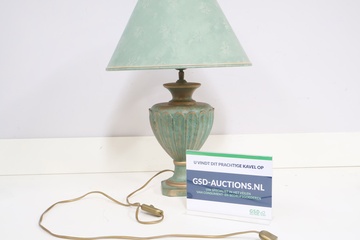 Afbeelding van Vintage Mintgroene Metalen Tafellamp met Mintgroene Kap
