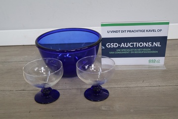 Afbeelding van Set van 3 Kobaltblauwe Glazen Schalen