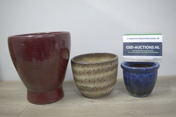Afbeelding van Set van 3 Aardewerk Plantenpotten''