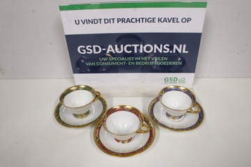 Afbeelding van 3 Paar Schumann Kopjes & Schoteltjes met Gouden Details'