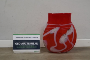 Afbeelding van Wit/Rode Muranoglazen Vaas