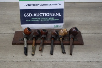 Afbeelding van Vintage pijpenrek met 6 rookpijpen
