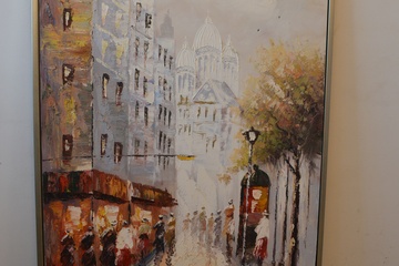 Afbeelding van Groot schilderij v Parijs, Sacre Coeur, gesigneerd.