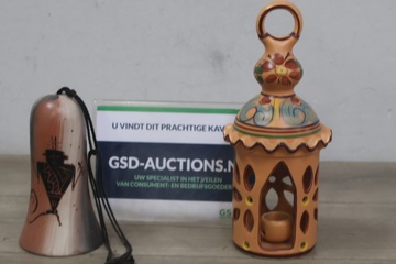 Afbeelding van Aardewerk windbel en theelichthouder'