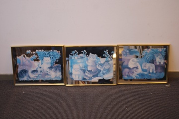 Afbeelding van 3 Spiegels met print van katten'