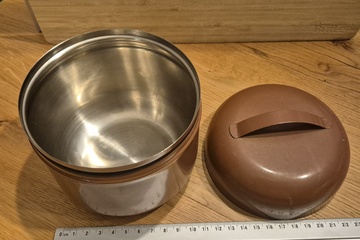 Afbeelding van Vintage  koffie bewaarpot RVS binnenzijde