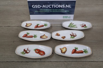 Afbeelding van Set van 6 Vintage Groentemotief Serveerschaaltjes