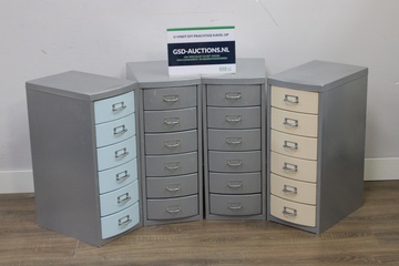 Afbeelding van Set van 4 Metalen A4-Ladekasten met 6-Lades