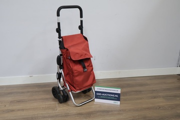 Afbeelding van Rode boodschappentrolley met metalen frame