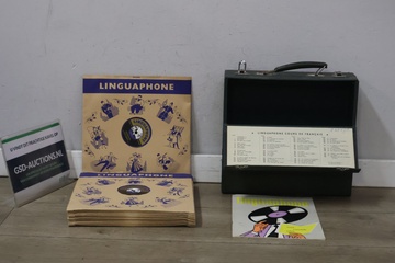 Afbeelding van Vintage Linguaphone grammofoonplaten van Franse taalcursus'