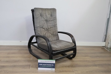 Afbeelding van Vintage Zwarte Rotan-Fauteuil