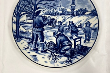 Afbeelding van Winter Royal Delft Blue wandbord – wintertafereel – Delfts B