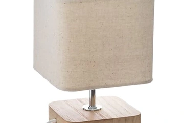 Afbeelding van 1x houten kleine tafellampen voet met kapjes