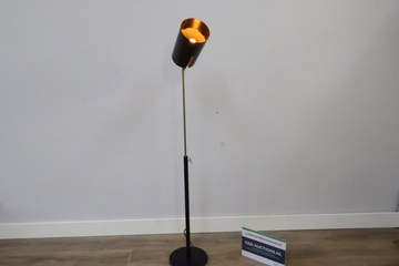 Afbeelding van Vintage Designer Vloerlamp met Zwart & Messing Frame