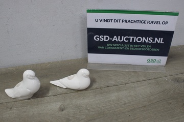 Afbeelding van Set van 2 Wit Keramische Duif-Theelichthouders''