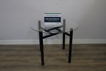 Afbeelding van Rond Glazen Bijzettafel met Zwart Frame