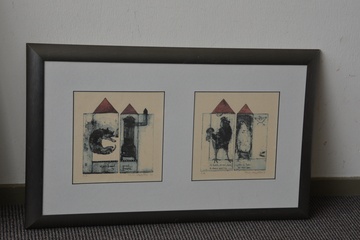 Afbeelding van 2 Etsen in één lijst v K. Campfens: Gezegden 1