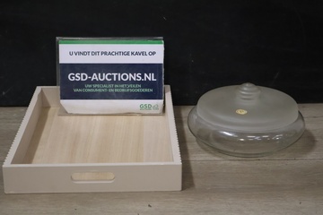 Afbeelding van Dienblad met Glazen Leerdam Dekselschaal''