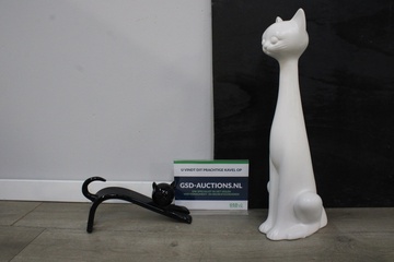 Afbeelding van Mix van 1 Zwarte & 1 Witte Keramische Kat